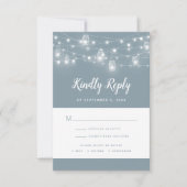 Rustic String Lights Wedding RSVP Kaartje (Voorkant)