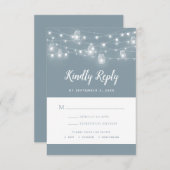 Rustic String Lights Wedding RSVP Kaartje (Voorkant / Achterkant)