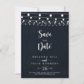 Rustic String Lights Wedding Save the Date (Voorkant)