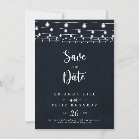 Rustic String Lights Wedding Save the Date (Voorkant)