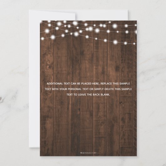 Rustic String Lights Wedding Save the Date Foto (Achterkant)