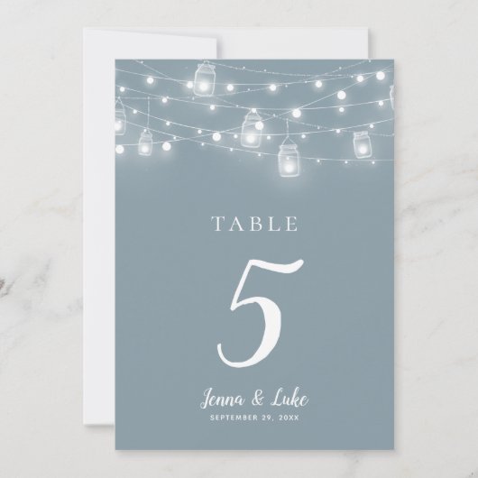 Rustic String Lights Wedding Table Numbers (Voorkant)