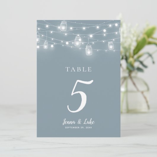Rustic String Lights Wedding Table Numbers (Staand voorkant)