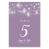 Rustic String Lights Wedding Table Numbers Kaart (Voorkant)