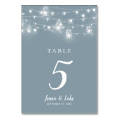 Rustic String Lights Wedding Table Numbers Kaart (Voorkant)