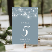 Rustic String Lights Wedding Table Numbers Kaart