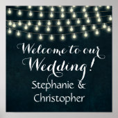  Rustic String Lights Wedding Welkomstteken Poster (Voorkant)