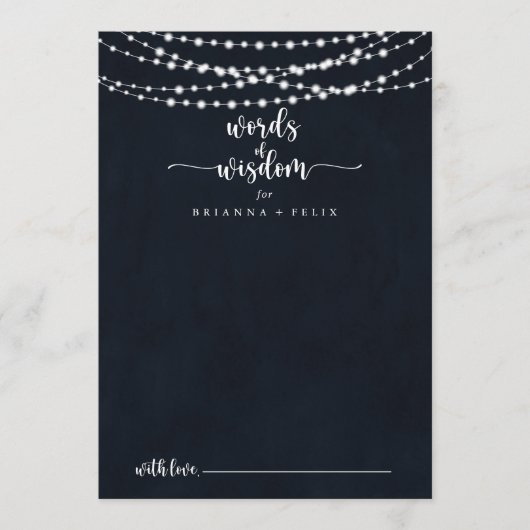 Rustic String Lights Wedding Words of Wisdom Advieskaart (Voorkant)