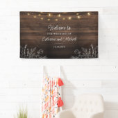 Rustic String Lights Welkomstbruiloft Spandoek (Insitu)