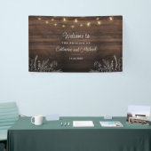Rustic String Lights Welkomstbruiloft Spandoek (Beurs)