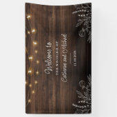 Rustic String Lights Welkomstbruiloft Spandoek (Verticaal)