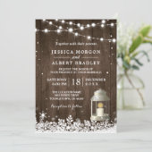 Rustic String Lights White Lantern Winter Wedding Kaart (Staand voorkant)