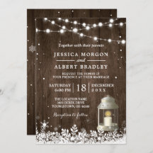 Rustic String Lights White Lantern Winter Wedding