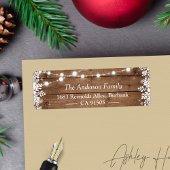 Rustic String Lights Winter Snowflakes Holiday Etiket