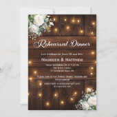 Rustic String Lights Witte Rozen Repetitie diner Kaart (Voorkant)