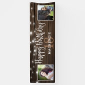 Rustic String Lights Wood 18th Birthday Foto Spandoek (Verticaal)