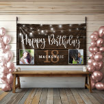 Rustic String Lights Wood 18th Birthday Foto Spandoek<br><div class="desc">Rustic String Lights op Wood Birthday Banner om hun 18e verjaardag in stijl aan te kondigen! Rustige houten zand en snaarlampen zetten ruimte uit voor uw aangepaste tekst en TWO-foto's! Geweldig voor verjaardagsfeestjes en -recepties! Eenvoudig aan te passen met tekst, doopvonten, en kleuren. U kunt zelfs de kleur van de...</div>