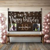 Rustic String Lights Wood 18th Birthday Foto Spandoek