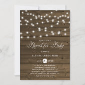 Rustic String Lights Wood Baby shower Brunch Kaart (Voorkant)