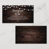 Rustic String Lights, Wood, Honeymoon Wish Informatiekaartje (Voorkant / Achterkant)