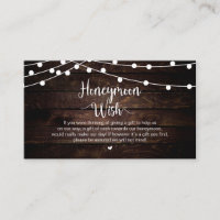 Rustic String Lights, Wood, Honeymoon Wish