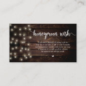 Rustic String Lights, Wood, Honeymoon Wish Informatiekaartje (Voorkant)