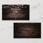 Rustic String Lights, Wood, Honeymoon Wish Informatiekaartje (Voorkant / Achterkant)