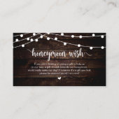 Rustic String Lights, Wood, Honeymoon Wish Informatiekaartje (Voorkant)