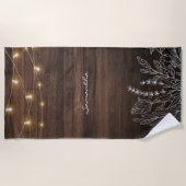 Rustic String Lights Wood Patroon Strandlaken (Voorkant)