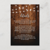 Rustic String Lights & Wood Wedding Details Informatiekaartje (Achterkant)