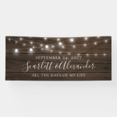Rustic String Lights Wood Wedding Spandoek (Horizontaal)