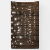 Rustic String Lights Wood Wedding Spandoek (Verticaal)