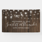 Rustic String Lights Wood Wedding Spandoek (Horizontaal)