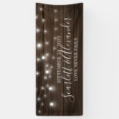 Rustic String Lights Wood Wedding Spandoek (Verticaal)
