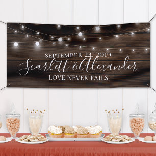 Rustic String Lights Wood Wedding Spandoek