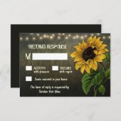 Rustic String Lights Zonnebloem Huwelijk RSVP Kaar (Voorkant / Achterkant)