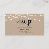 Rustic String Lights, Zwart script, RSVP bruiloft Informatiekaartje (Voorkant)