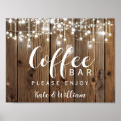 Rustic String of light Coffee station sign Poster (Voorkant)
