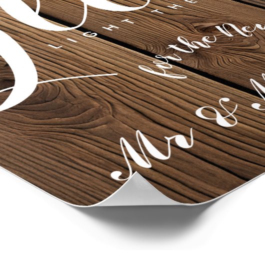 Rustic String of light love glow bruiloft party Poster (Hoek)