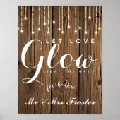Rustic String of light love glow bruiloft party Poster (Voorkant)
