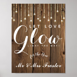 Rustic String of light love glow bruiloft party Poster