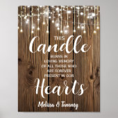 Rustic String of light Memory candle sign bruiloft Poster (Voorkant)