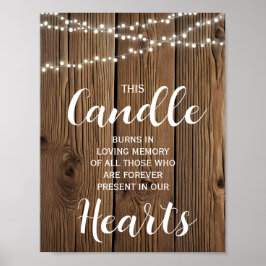 Rustic String of light Memory candle sign bruiloft Poster