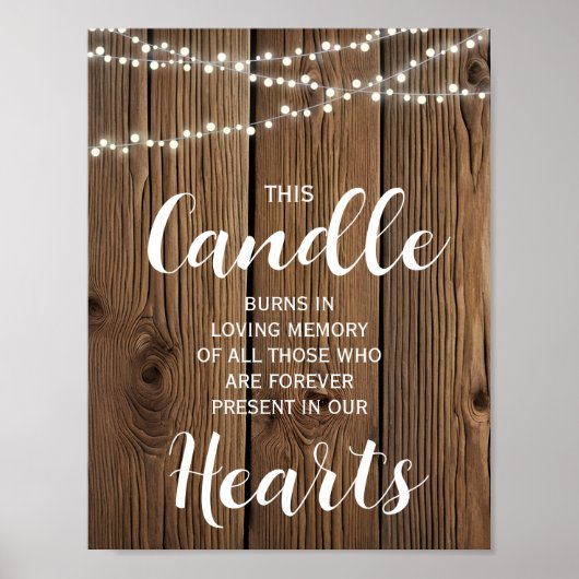 Rustic String of light Memory candle sign bruiloft Poster (Voorkant)