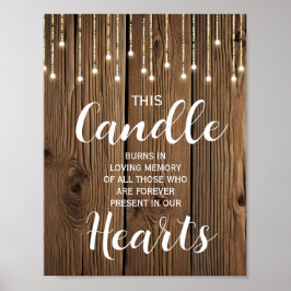 Rustic String of light Memory candle sign bruiloft Poster