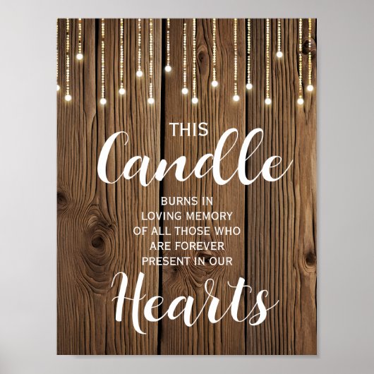 Rustic String of light Memory candle sign bruiloft Poster (Voorkant)