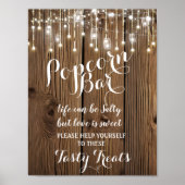 Rustic String of light Popcorn Bar trouwbord Poster (Voorkant)
