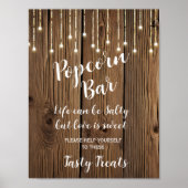 Rustic String of light Popcorn Bar trouwbord Poster (Voorkant)