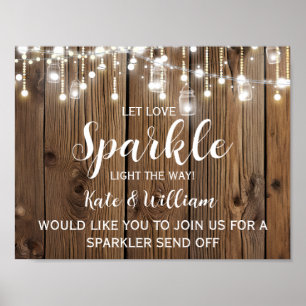 Rustic String of light sparkler stuurt bruiloft af Poster