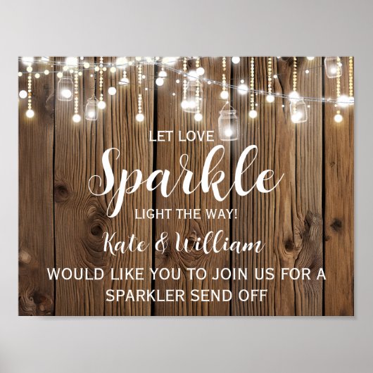 Rustic String of light sparkler stuurt bruiloft af Poster (Voorkant)